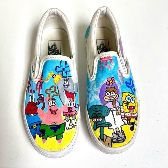 VANS SpongeBob Patrick RARE custom painted shoes women’s size 7.5 - Picture 1 of 9